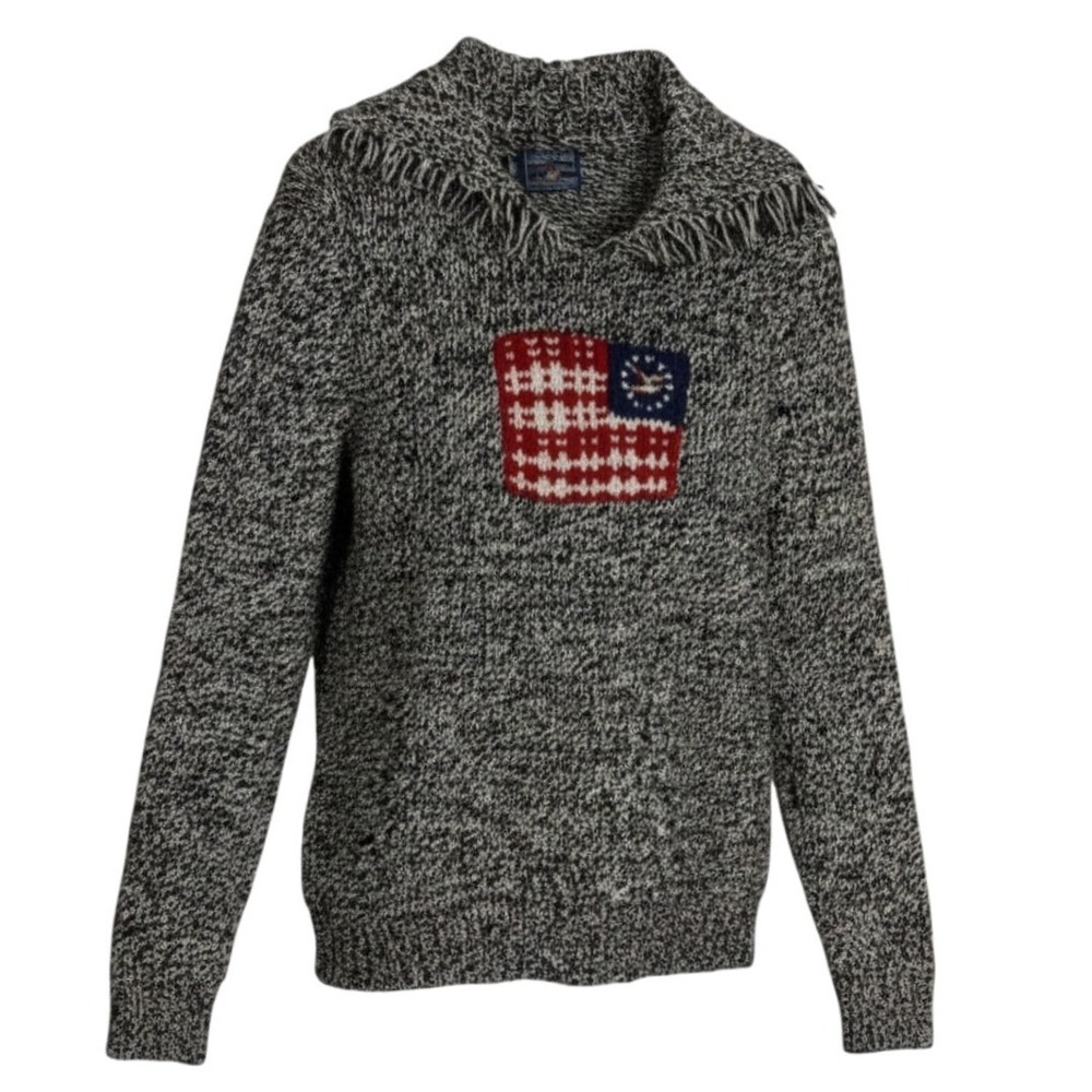 American Living Vintage‎ Flag Cowl Neck Knit Sweater XL Eagle Americana USA 90's